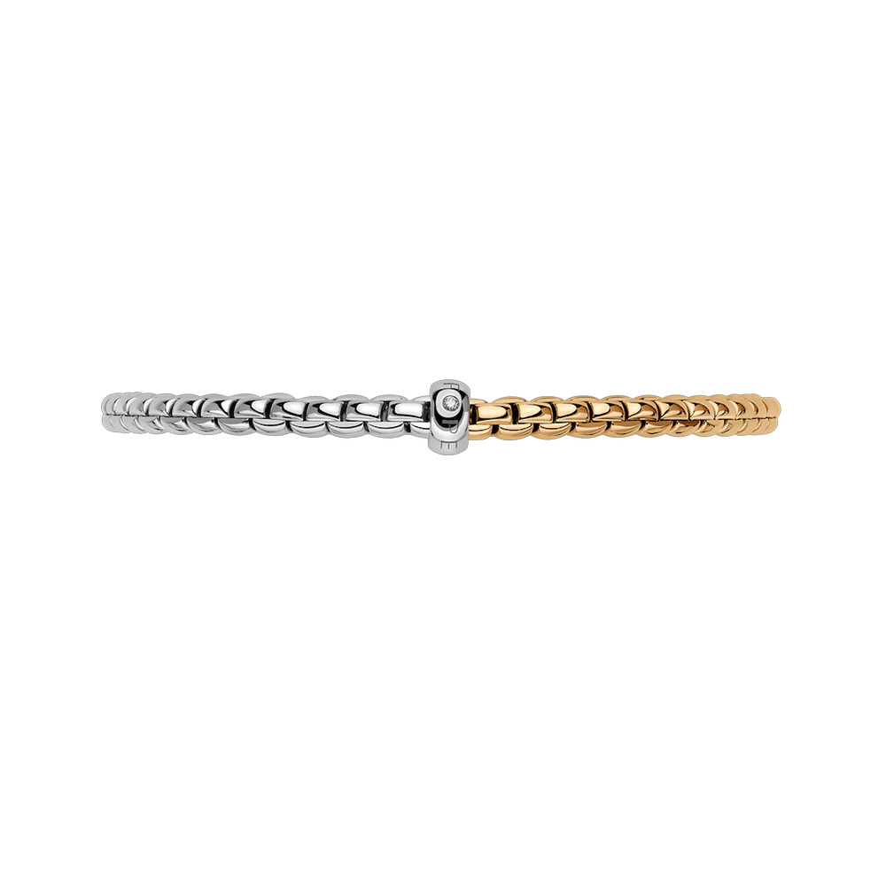 FOPE Eka Flex'It Yellow & White Gold Bracelet with Single Diamond Rondel, 6.69