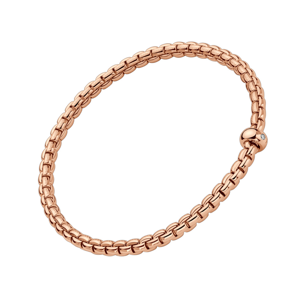 FOPE Eka Flex'It Rose Gold Bracelet with Single Diamond Rondel, 6.3