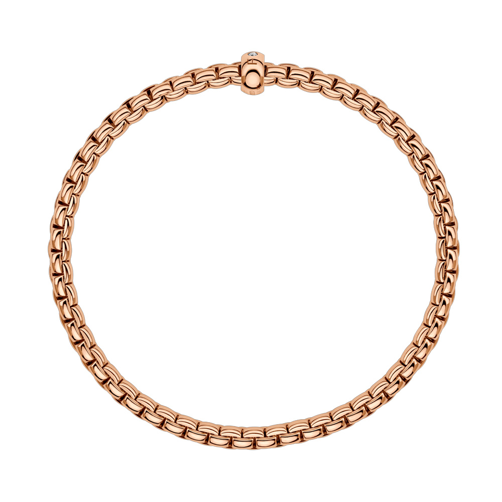 FOPE Eka Flex'It Rose Gold Bracelet with Single Diamond Rondel, 6.3