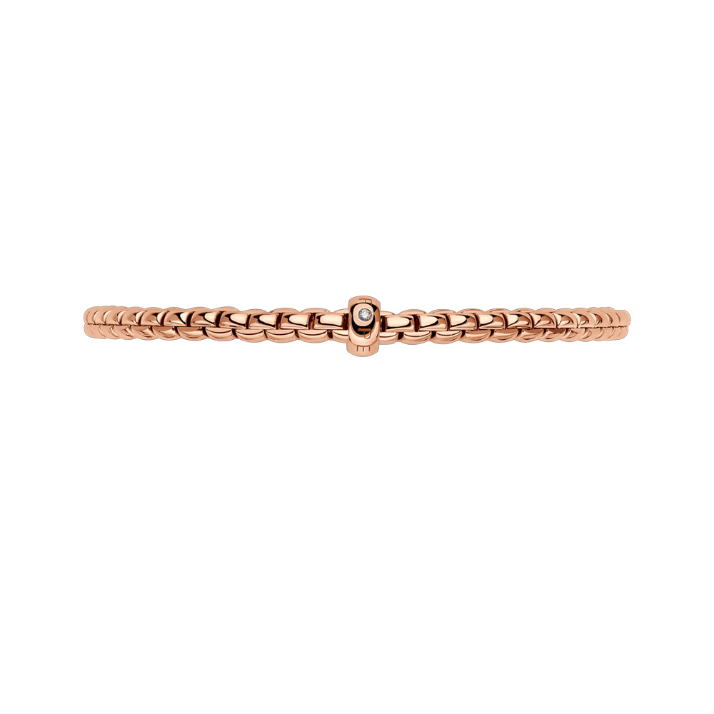 FOPE Eka Flex'It Rose Gold Bracelet with Single Diamond Rondel, 6.3