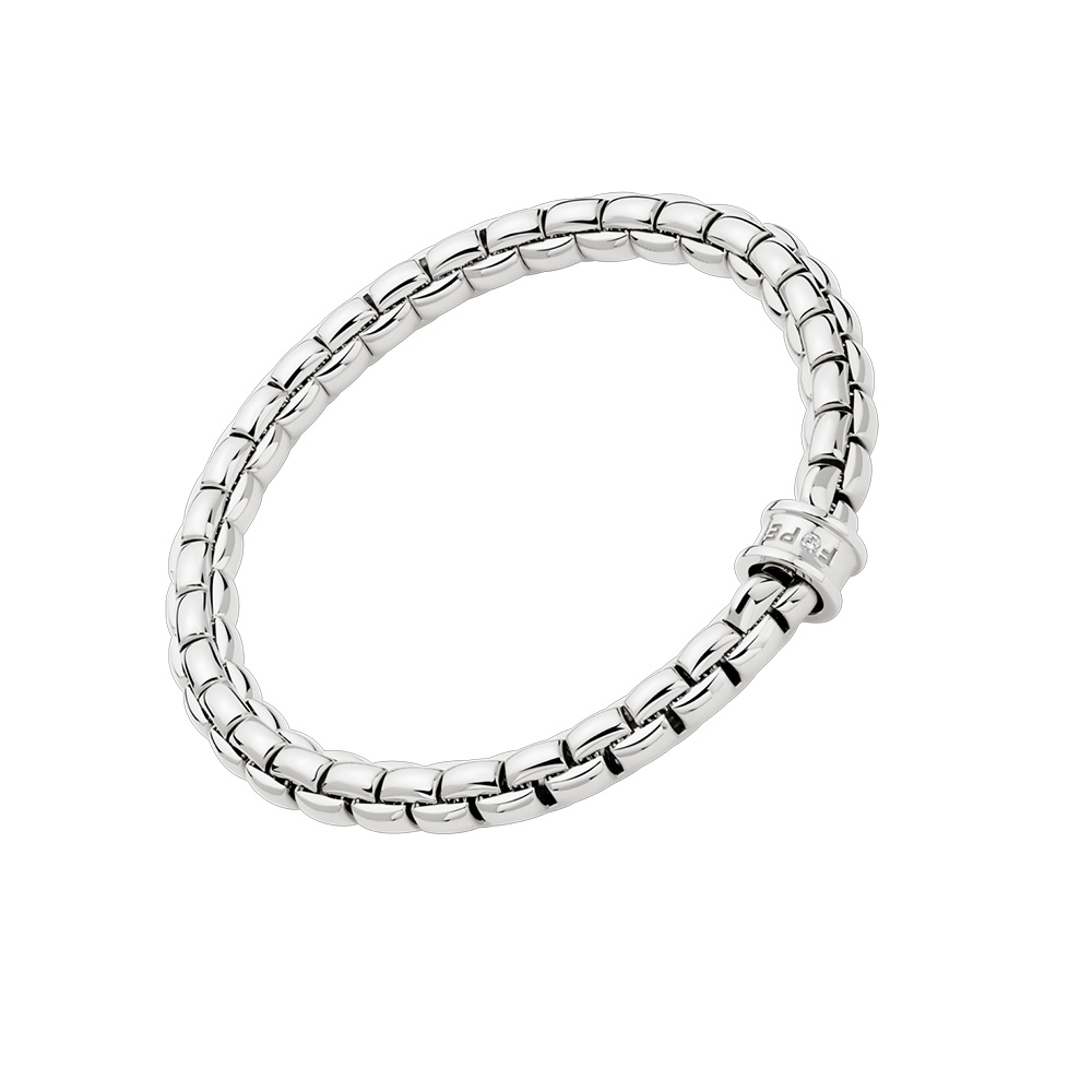FOPE Eka Flex'It White Gold Bracelet with Single Diamond Rondel, 6.69
