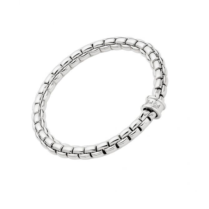 FOPE Eka Flex'It White Gold Bracelet with Single Diamond Rondel, 6.69"