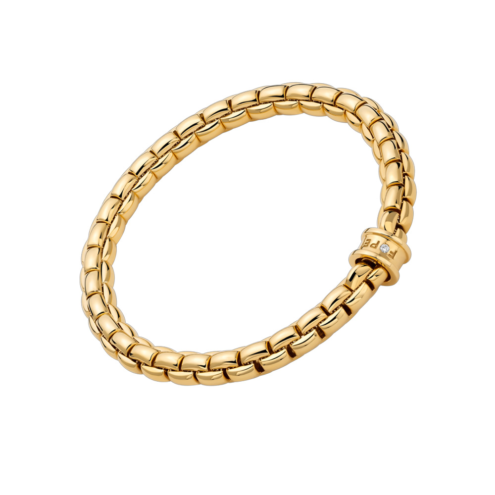 FOPE Eka Flex'It Yellow Gold Bracelet with Single Diamond Rondel, 6.3