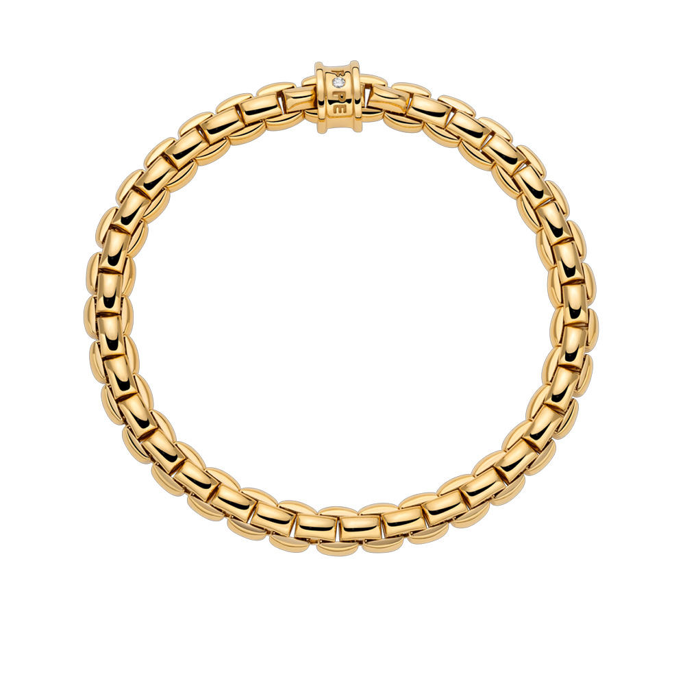 FOPE Eka Flex'It Yellow Gold Bracelet with Single Diamond Rondel, 6.3