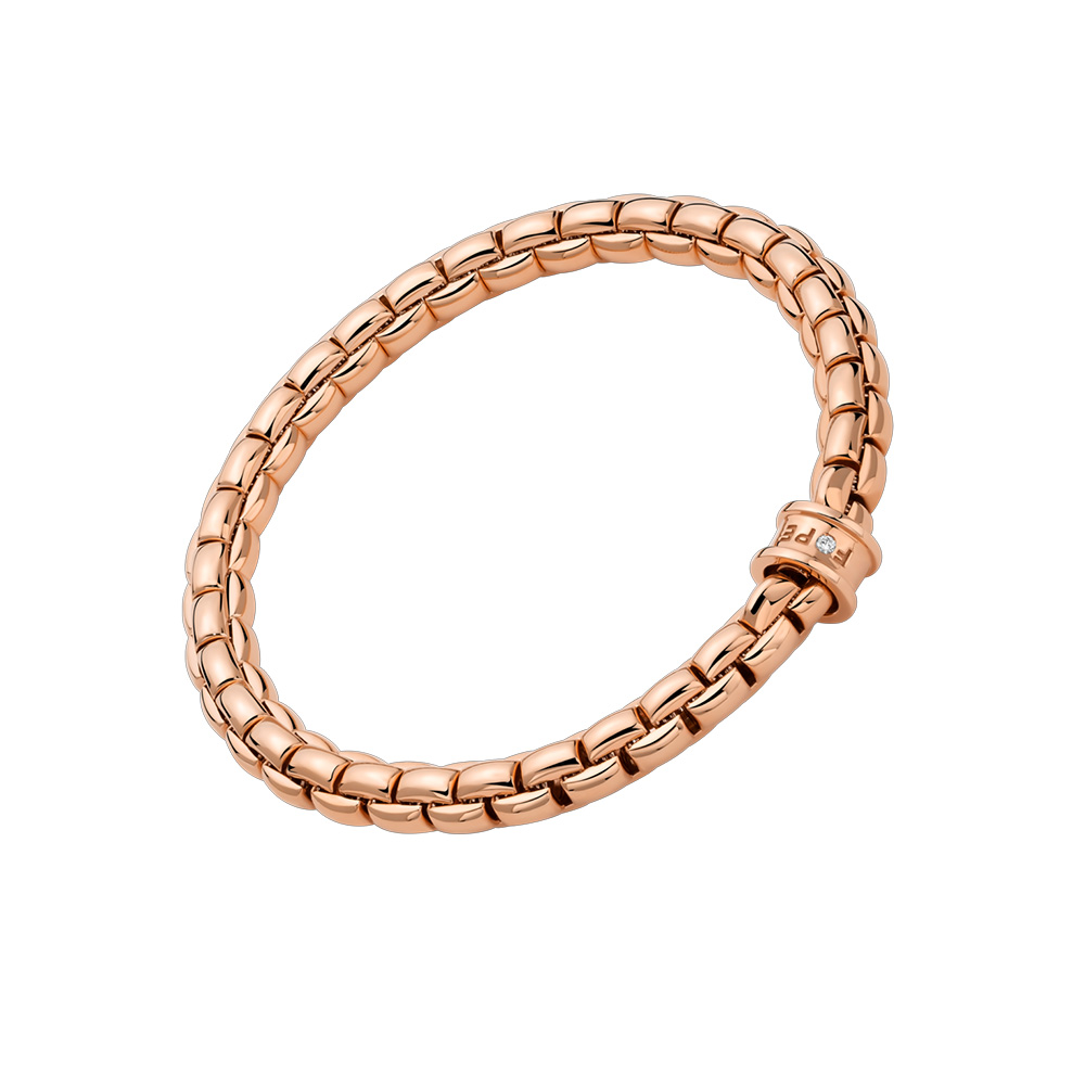 FOPE Eka Flex'It Rose Gold Bracelet with Single Diamond Rondel, 6.3