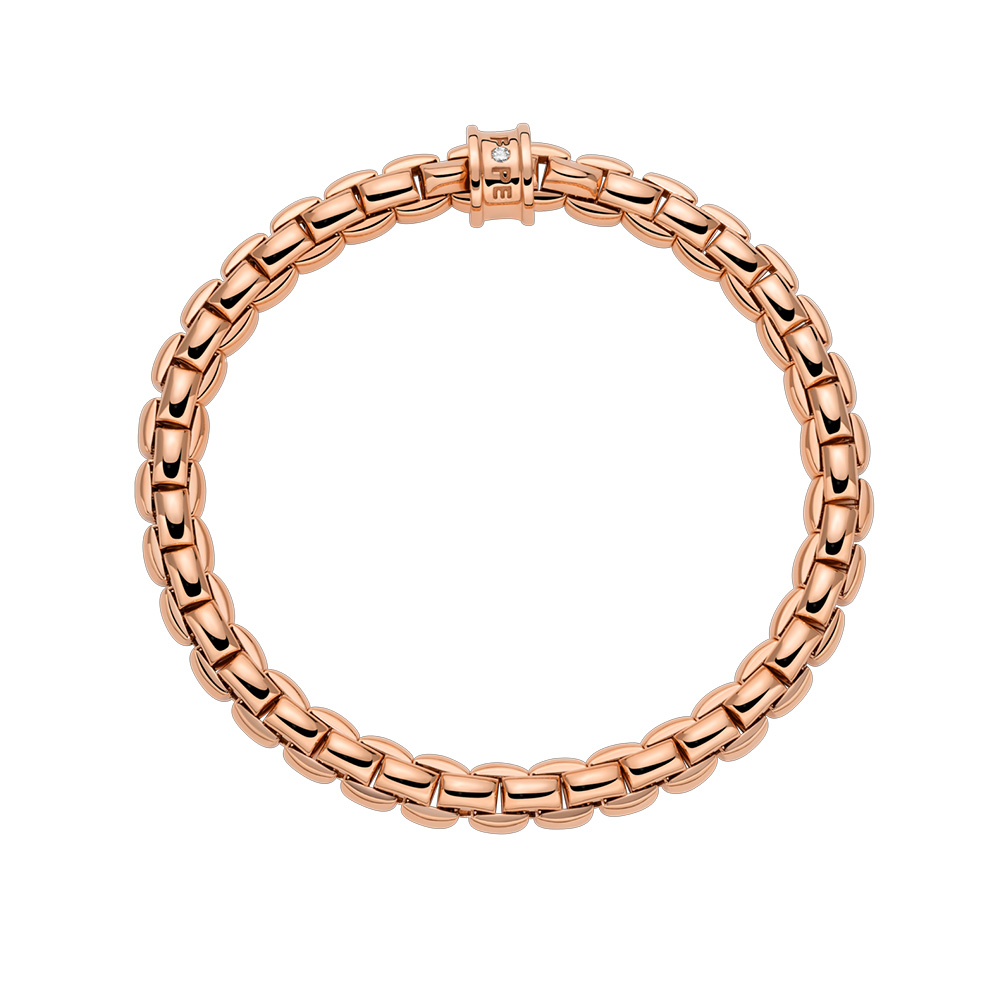 FOPE Eka Flex'It Rose Gold Bracelet with Single Diamond Rondel, 6.3