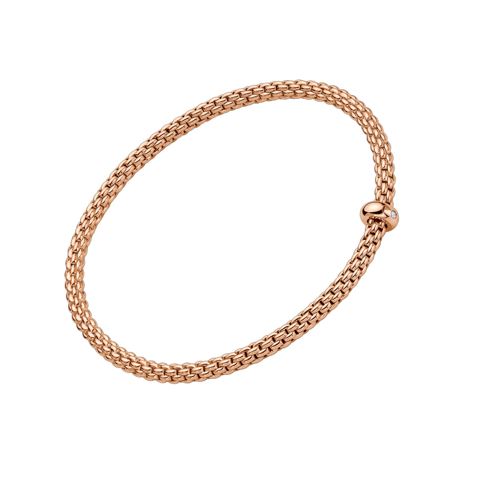 FOPE Prima Flex'It Rose Gold Bracelet with Single Diamond Rondel, 6.69