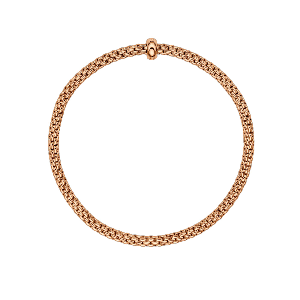 FOPE Prima Flex'It Rose Gold Bracelet with Single Diamond Rondel, 6.69