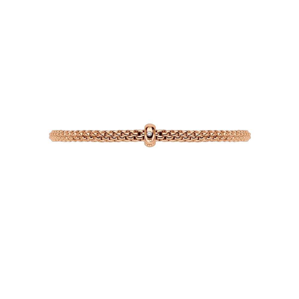 FOPE Prima Flex'It Rose Gold Bracelet with Single Diamond Rondel, 6.69