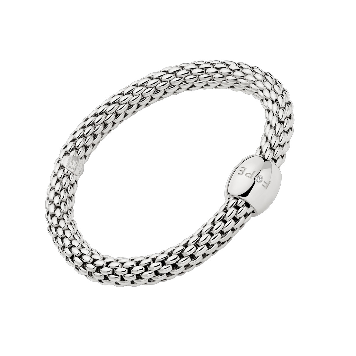 FOPE Love Next Flex'It White Gold Bracelet with Single Diamond Rondel, 6.69