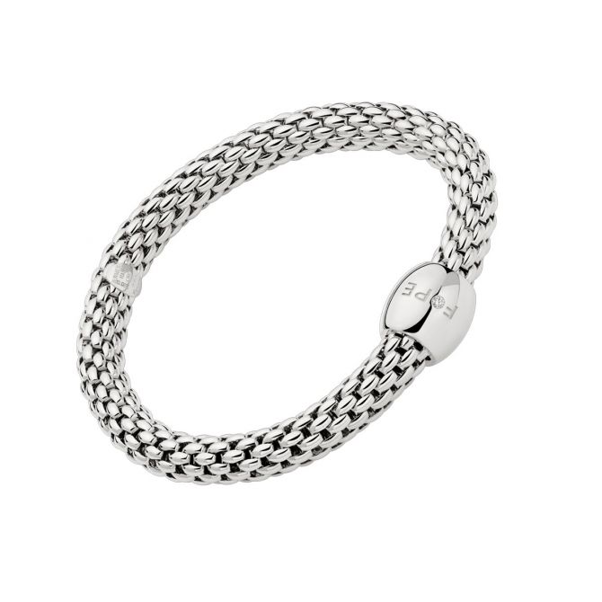 FOPE Love Next Flex'It White Gold Bracelet with Single Diamond Rondel, 6.69"