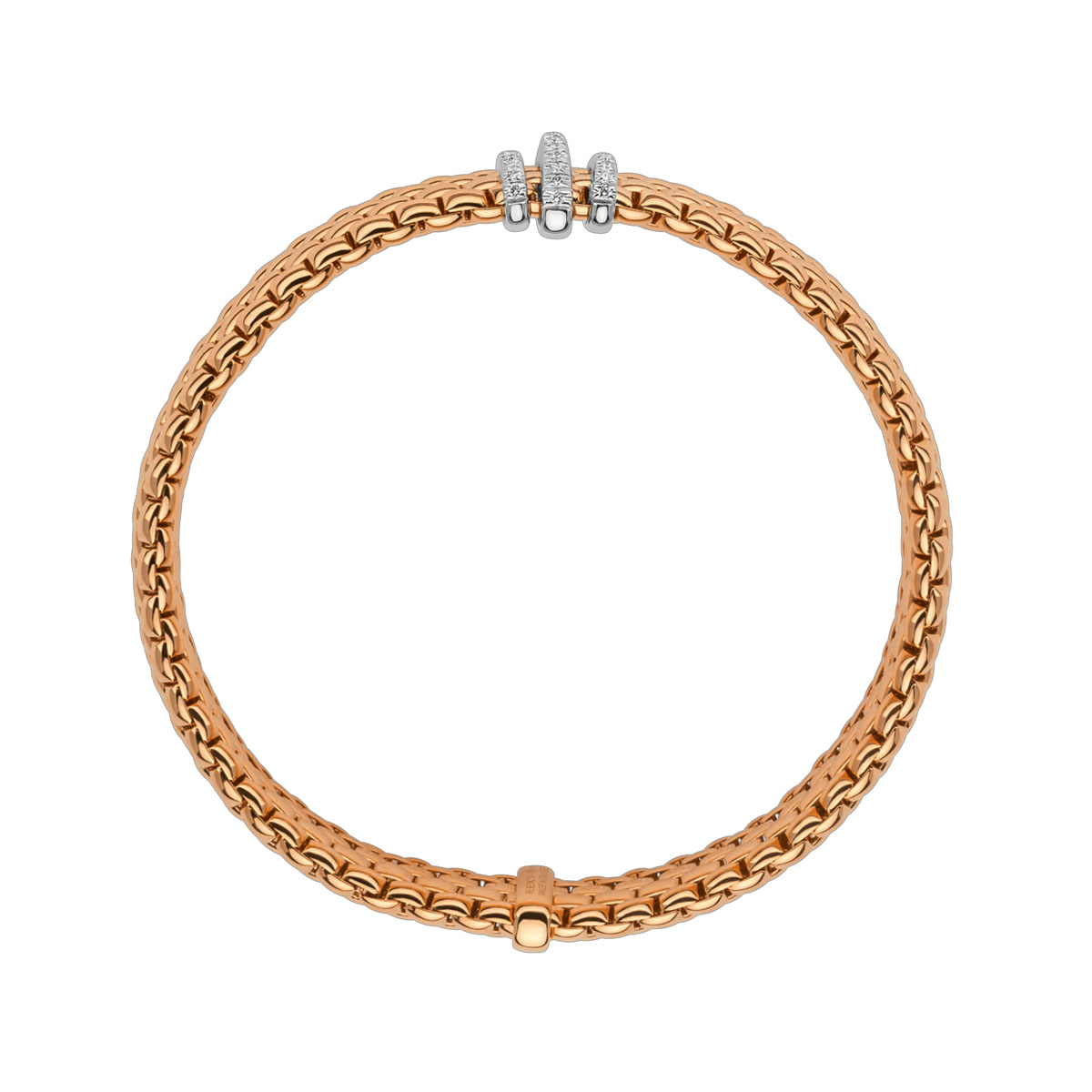FOPE Panorama Flex'It Rose & White Gold Bracelet with 3 Diamond Rondels, 6.3