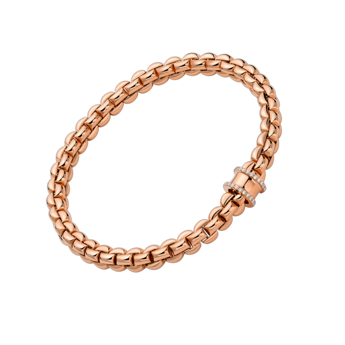 FOPE Eka Flex'It Rose Gold Bracelet with Diamond Pavé Rondel, 6.3