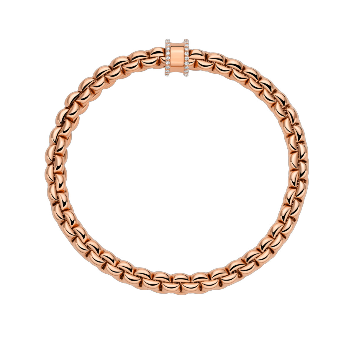 FOPE Eka Flex'It Rose Gold Bracelet with Diamond Pavé Rondel, 6.3