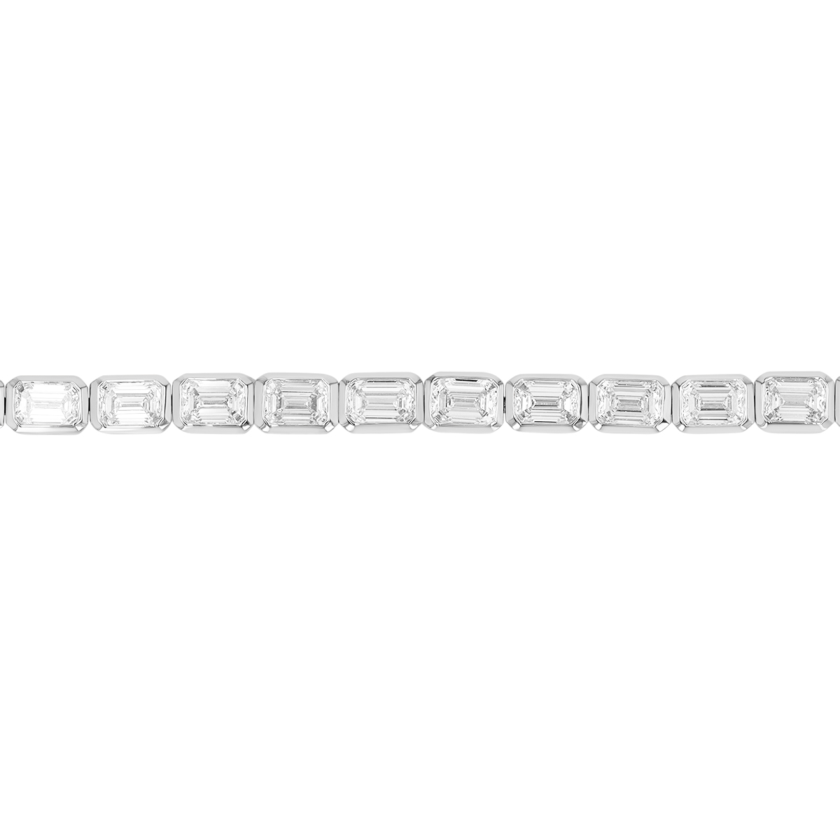 Bezel Set Emerald Cut Diamond Tennis Bracelet in White Gold, 7