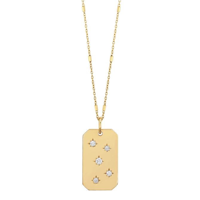 Zoe Chicco Diamond Starburst Dog Tag Pendant in Yellow Gold, 18"