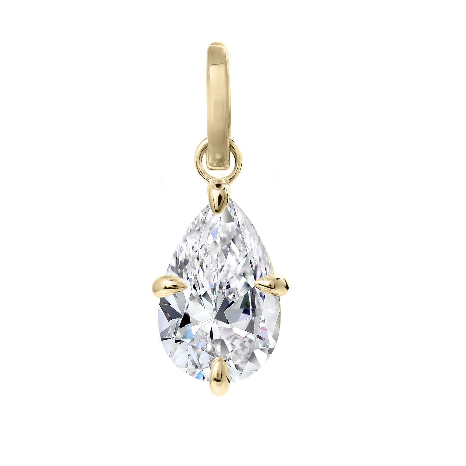 Clarity Diamond Lab-Grown Pear Diamond Enhancer Charm in Yellow Gold, 1.64 ct