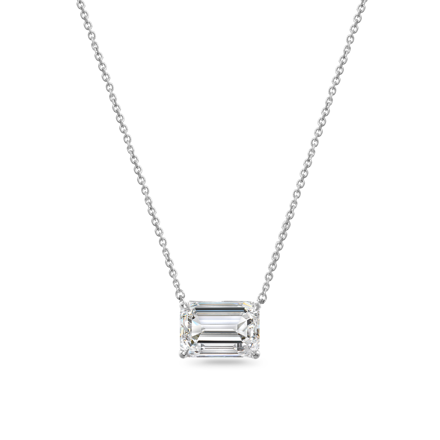 Clarity Diamond Signature Lab-Grown Emerald Diamond Solitaire Pendant in White Gold, 18