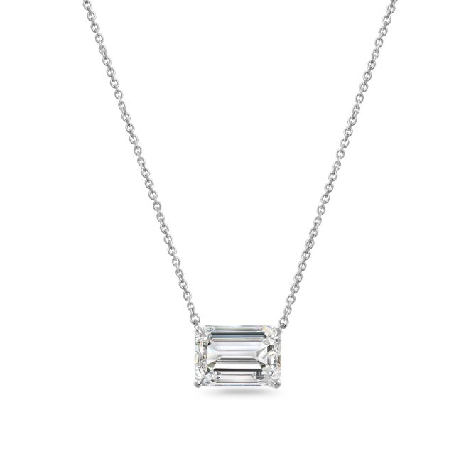 Clarity Diamond Signature Lab-Grown Emerald Diamond Solitaire Pendant in White Gold, 18", 2.01 ct