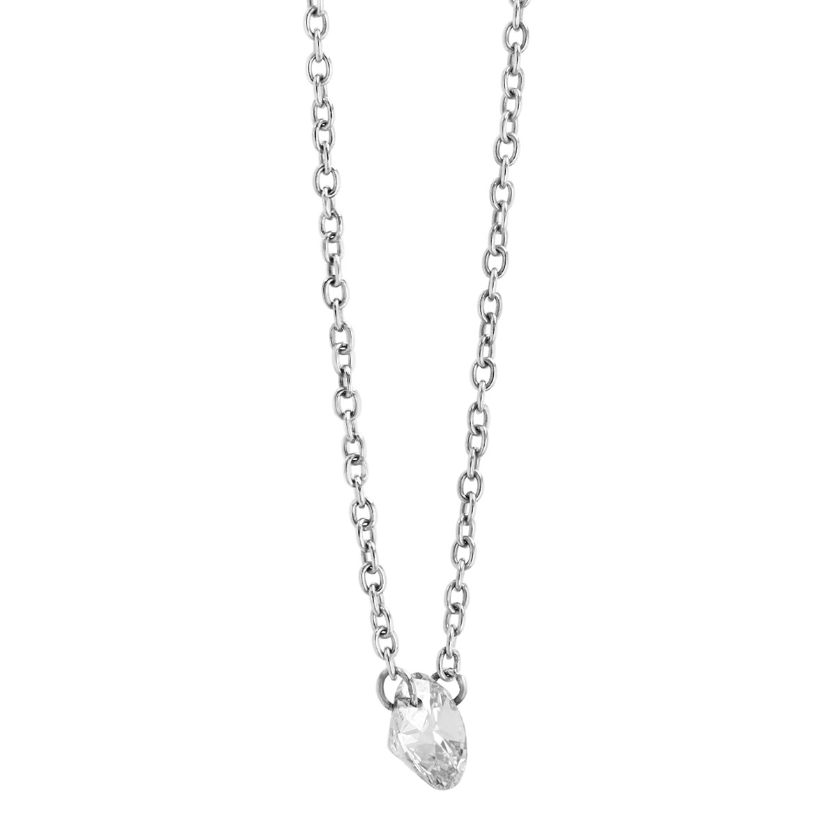 Aresa Round Diamond Solitaire Pendant in White Gold, 18