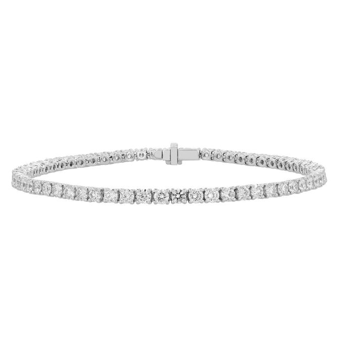TARA Pearls Round Diamond 4 Prong Tennis Bracelet in White Gold, 7", 4.99 cttw