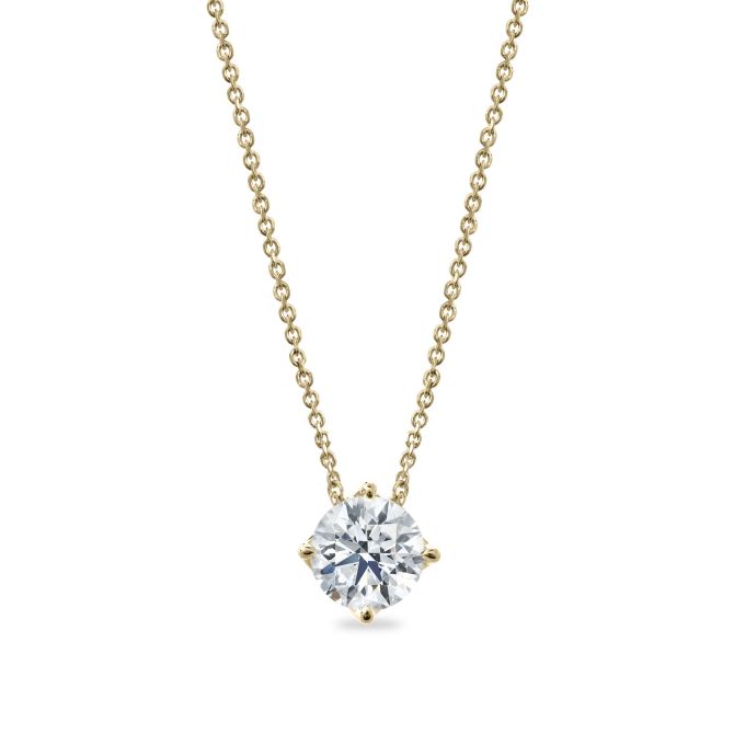 Clarity Diamond Signature Lab-Grown Round Diamond Pendant in Yellow Gold, 18", 1.08 ct