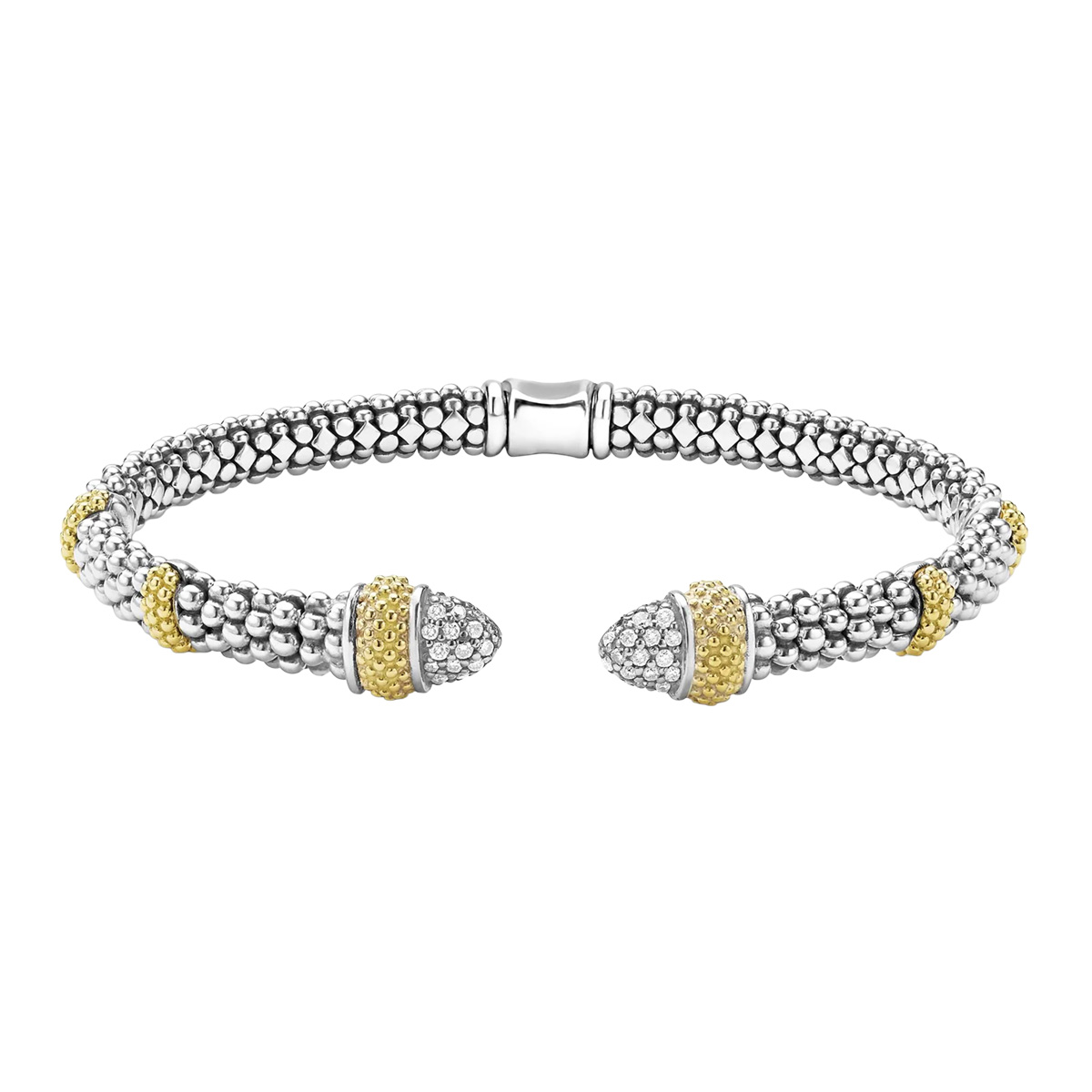 LAGOS Caviar Lux Diamond Versa Torque Bracelet in Yellow Gold & Sterling Silver, 7