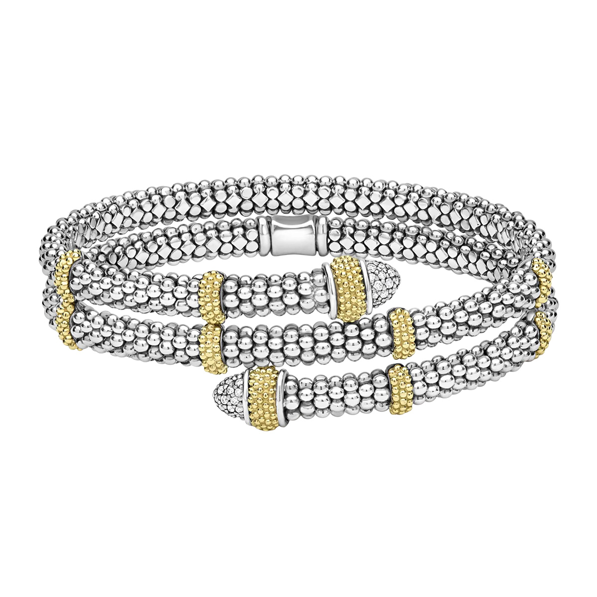 LAGOS Caviar Lux Diamond Versa Wrap Bracelet in Yellow Gold & Sterling Silver, 7