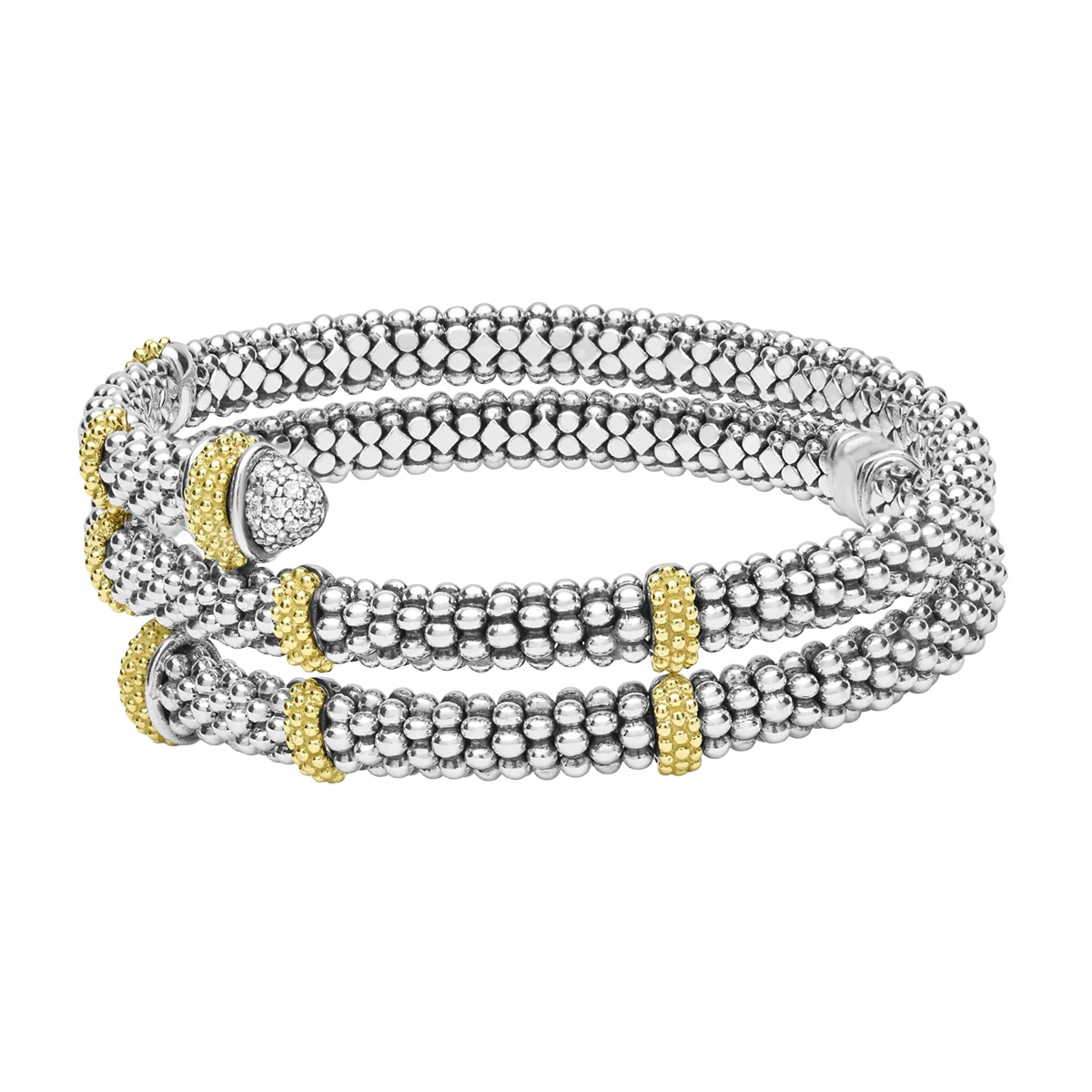 LAGOS Caviar Lux Diamond Versa Wrap Bracelet in Yellow Gold & Sterling Silver, 7