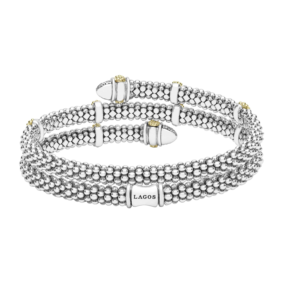 LAGOS Caviar Lux Diamond Versa Wrap Bracelet in Yellow Gold & Sterling Silver, 7