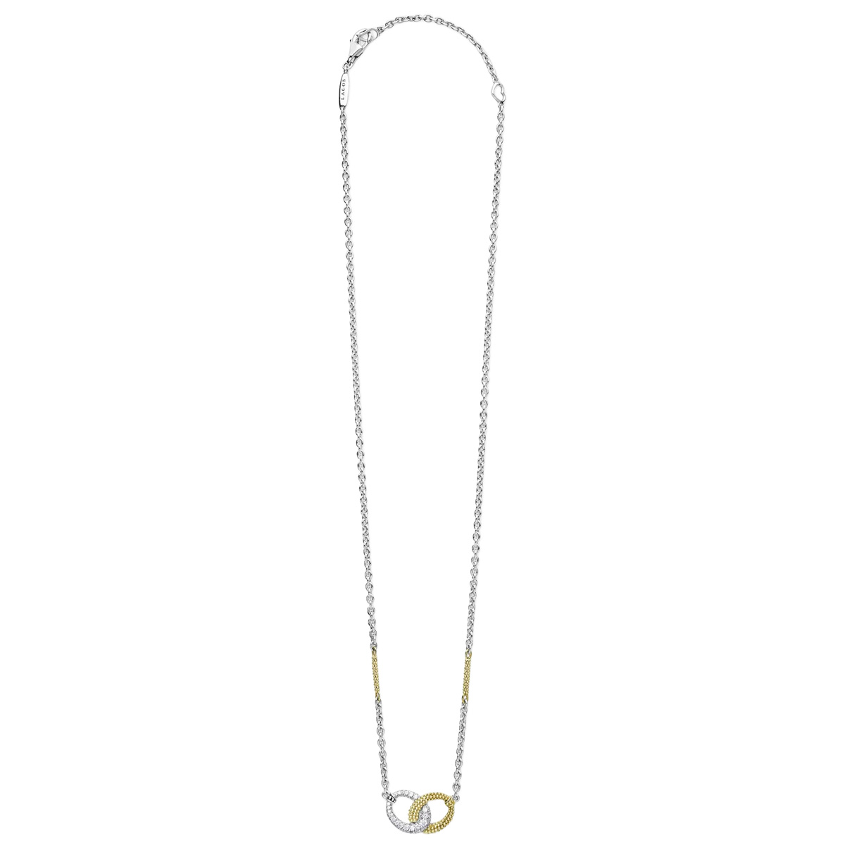 LAGOS Caviar Lux Diamond Link Necklace in Yellow Gold & Sterling Silver, 18