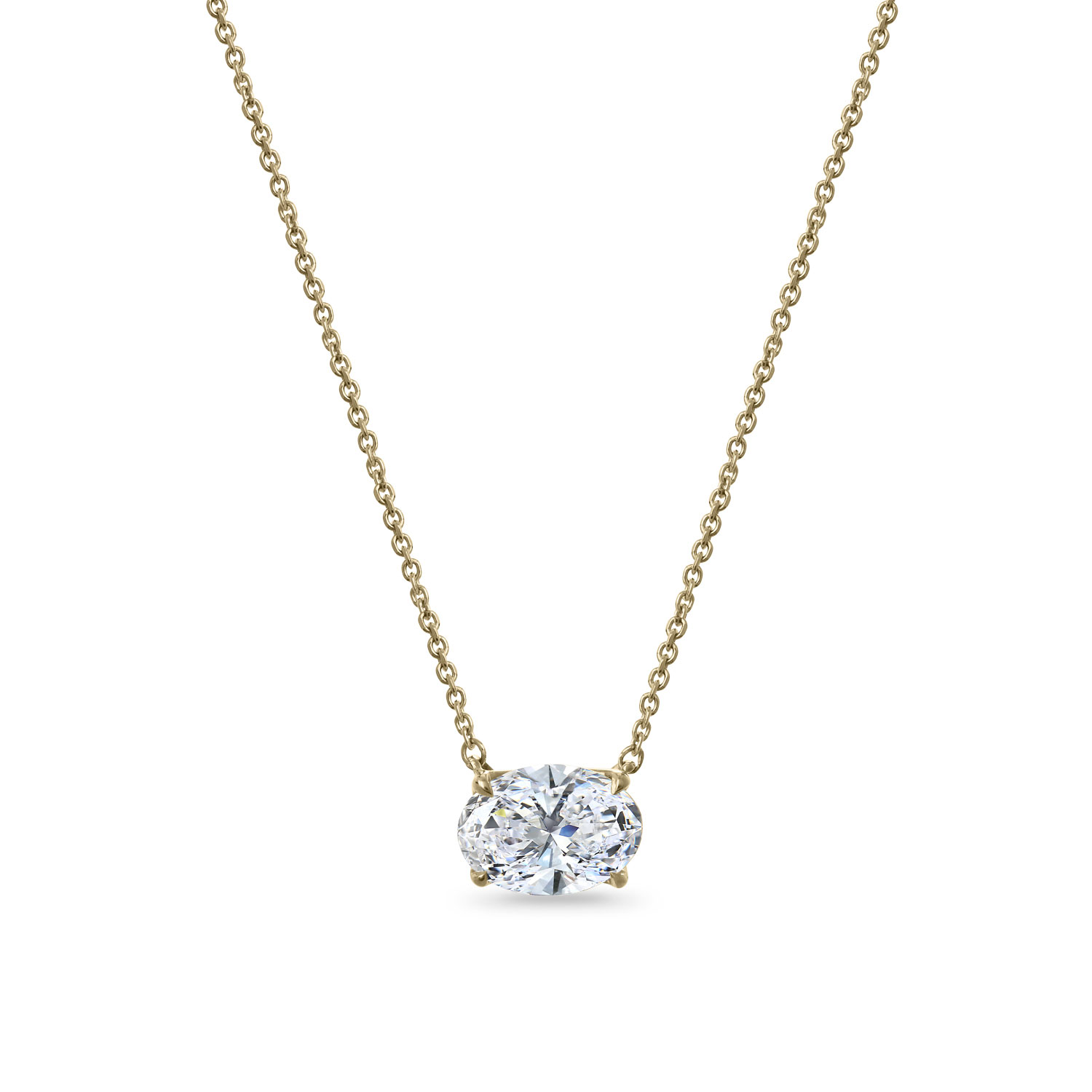Clarity Diamond Signature Lab-Grown Oval Diamond Pendant in Yellow Gold, 18