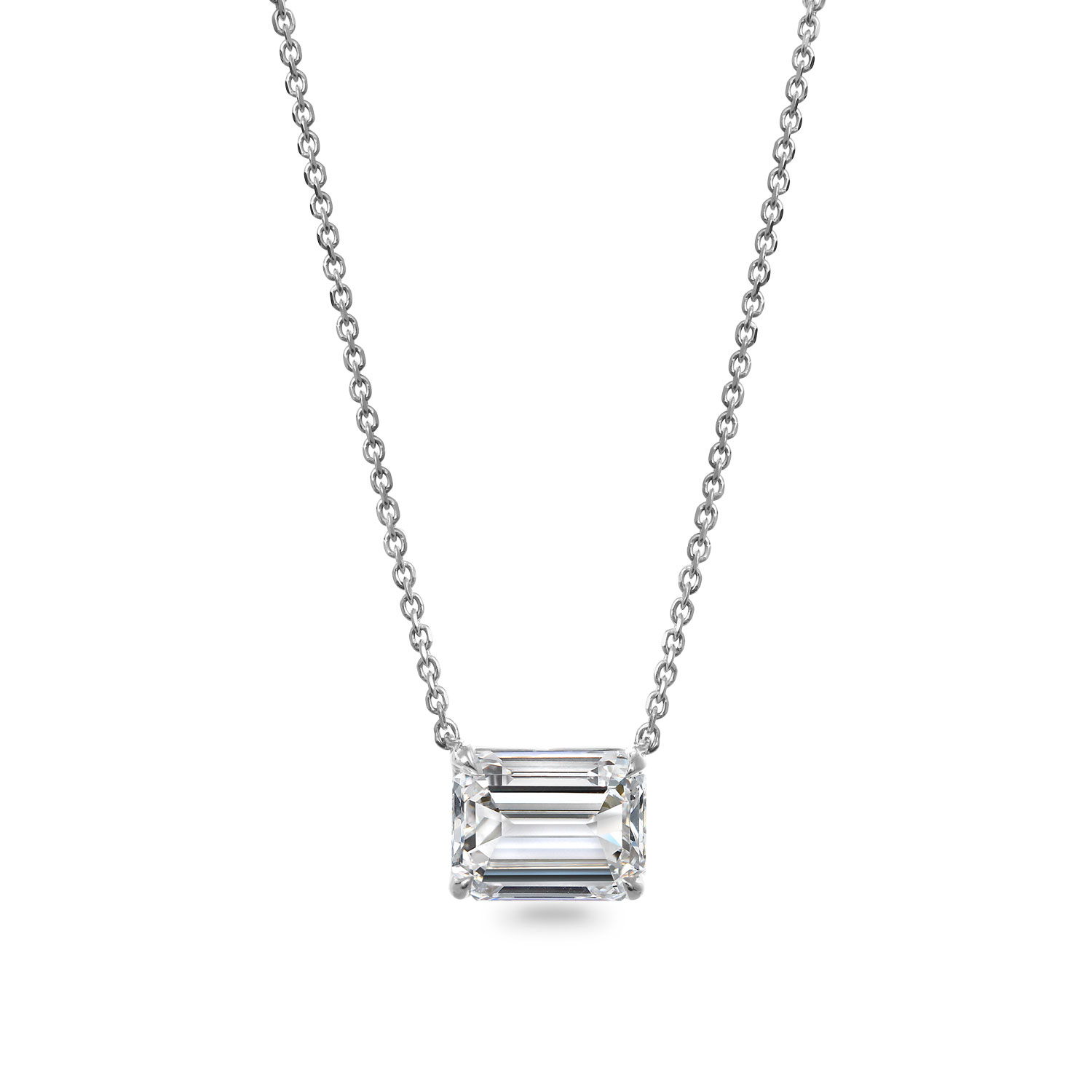 Clarity Diamond Signature Lab-Grown Emerald Cut Diamond Pendant in White Gold, 18