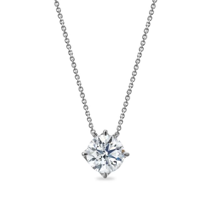 Clarity Diamond Signature Lab-Grown Round Diamond Pendant in White Gold, 18", 1.60 ct