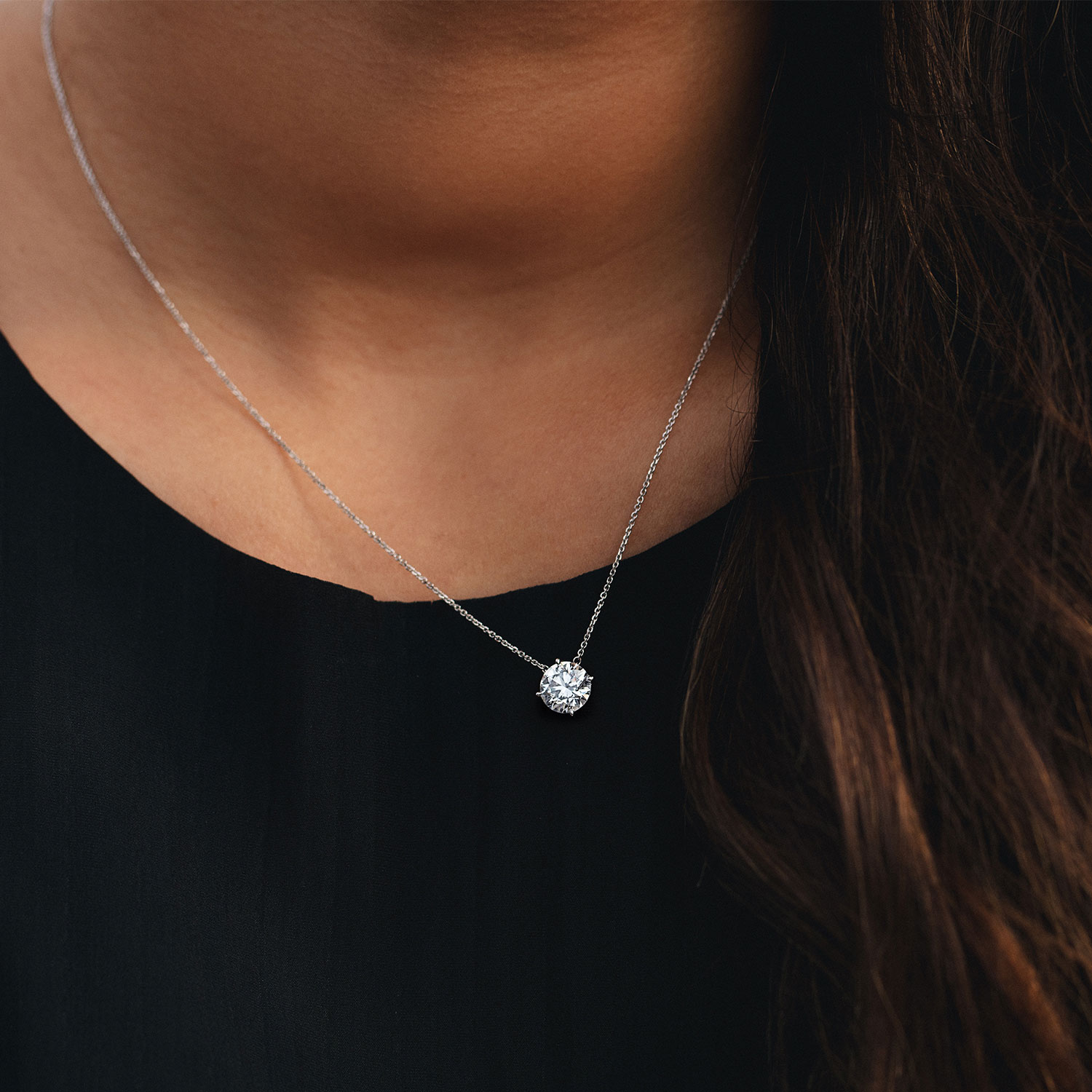 Clarity Diamond Signature Lab-Grown Round Diamond Pendant in White Gold, 18