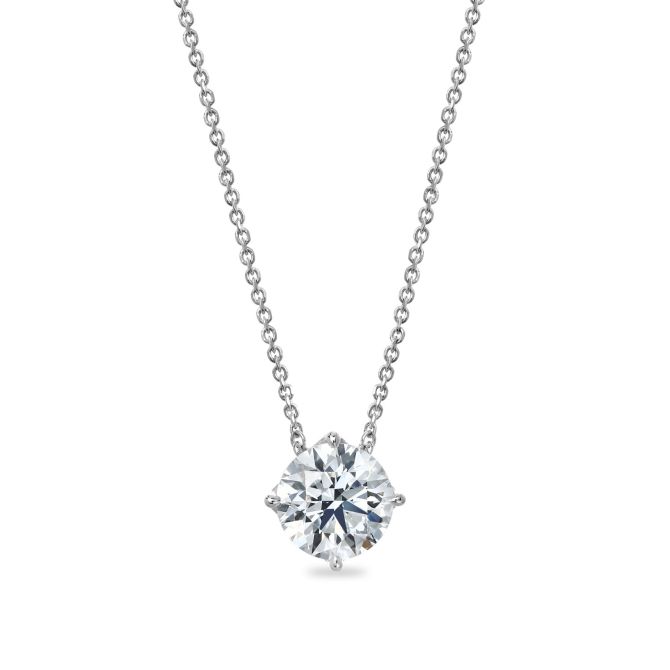 Clarity Diamond Signature Lab-Grown Round Diamond Pendant in White Gold, 18", 2.08 ct