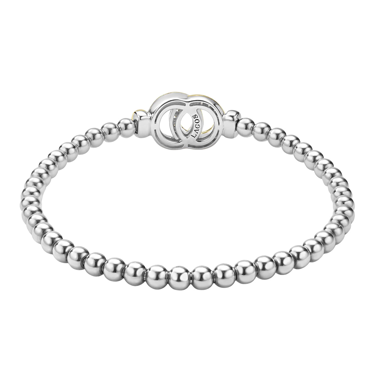 LAGOS Caviar Diamond Interlocking Stretch Bracelet in Sterling Silver & Yellow Gold