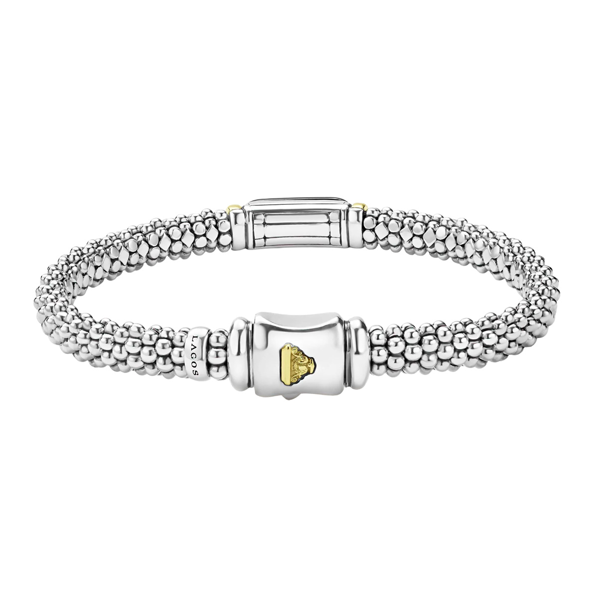 LAGOS Black Caviar Diamond Pavé Bracelet in Sterling Silver, Yellow Gold, & Black Ceramic, 6 mm