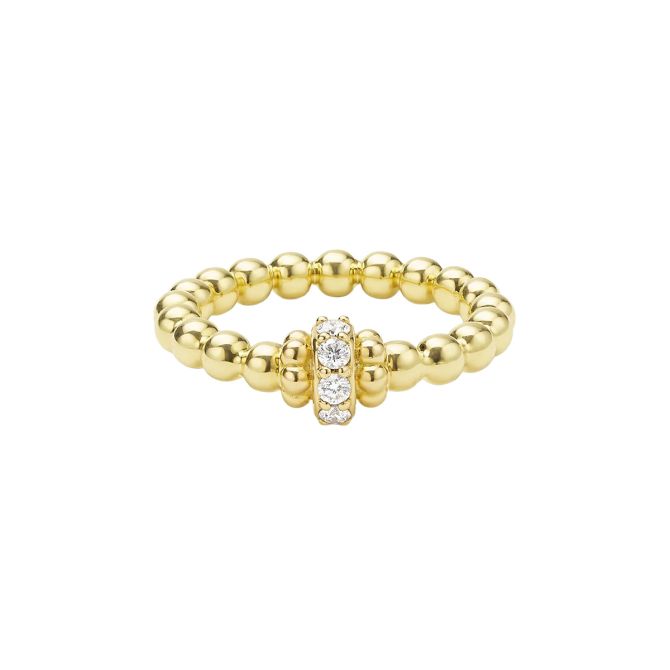 LAGOS Caviar Gold Diamond Rondelle Beaded Ring in Yellow Gold
