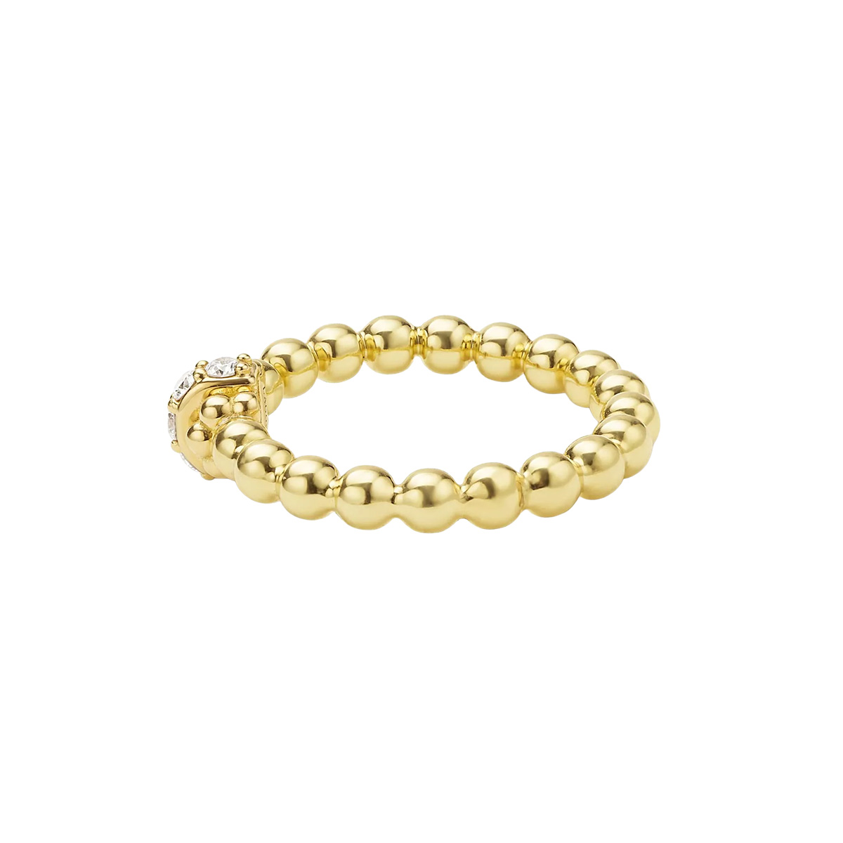 LAGOS Caviar Gold Diamond Rondelle Beaded Ring in Yellow Gold