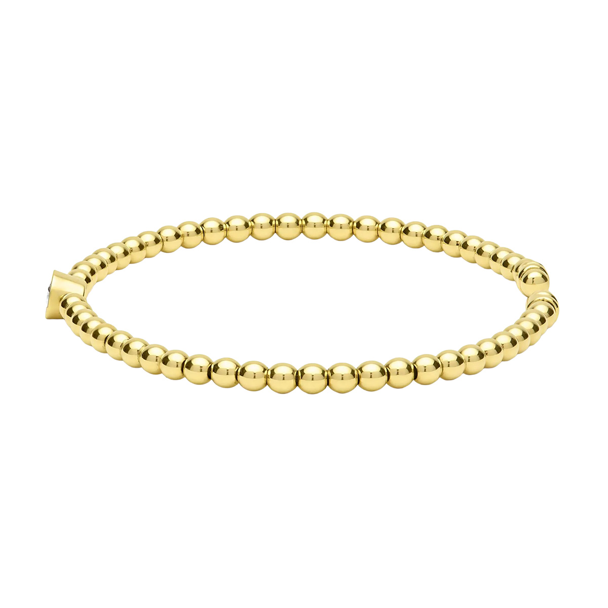 LAGOS Caviar Gold Single Diamond Beaded Cuff Bracelet in Yellow Gold