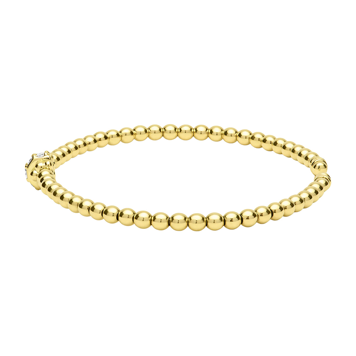 LAGOS Caviar Gold Diamond Rondelle Beaded Cuff Bracelet in Yellow Gold