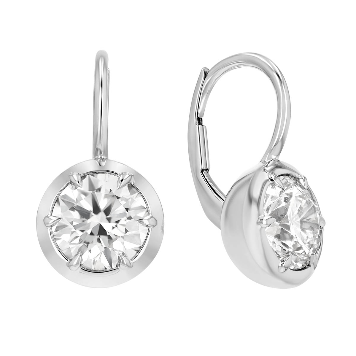 Rahaminov Round Diamond Drop Earrings in White Gold, 3.00 cttw