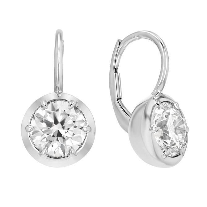 Rahaminov Round Diamond Drop Earrings in White Gold, 3.00 cttw