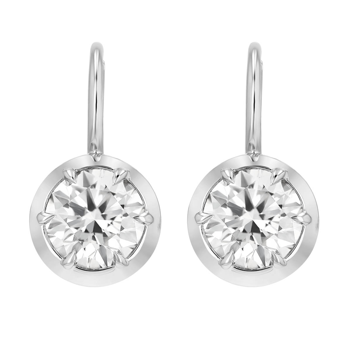 Rahaminov Round Diamond Drop Earrings in White Gold, 3.00 cttw