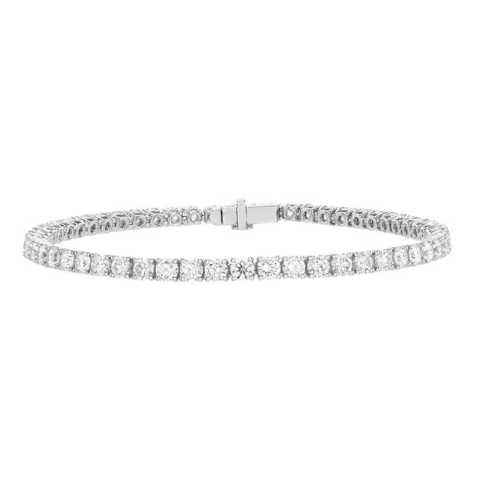 TARA Pearls Round Diamond 4 Prong Tennis Bracelet in White Gold, 7", 7.02 cttw