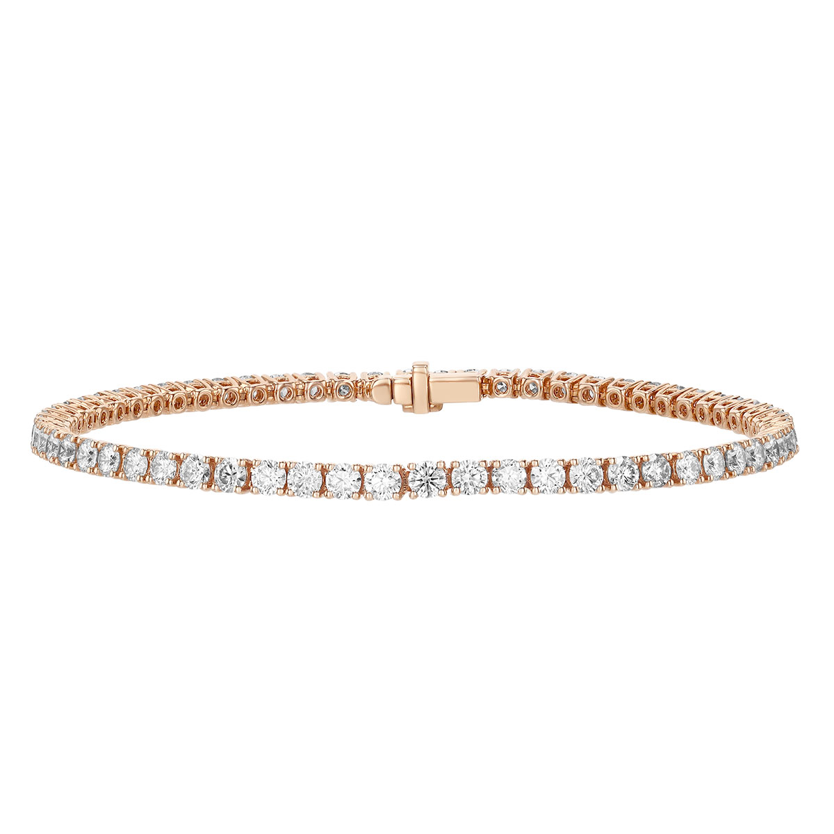 TARA Pearls Round Diamond 4 Prong Tennis Bracelet in Rose Gold, 7