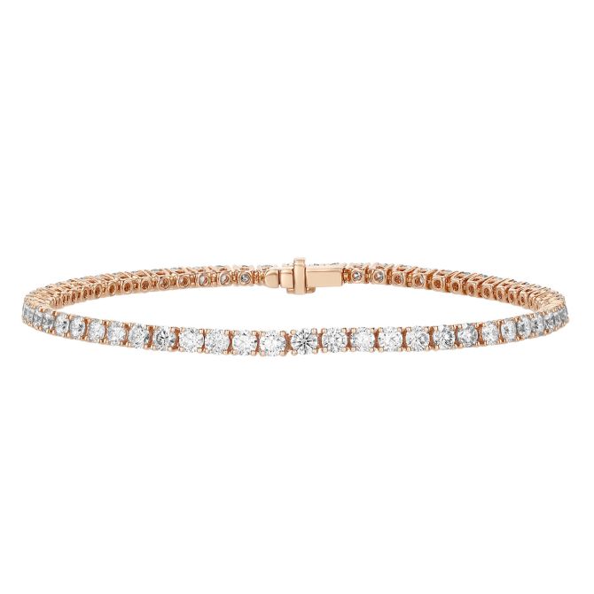 TARA Pearls Round Diamond 4 Prong Tennis Bracelet in Rose Gold, 7", 5.03 cttw
