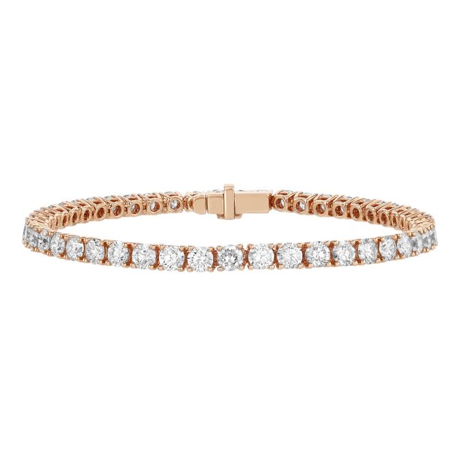 TARA Pearls Round Diamond 4 Prong Tennis Bracelet in Rose Gold, 7", 6.67 cttw