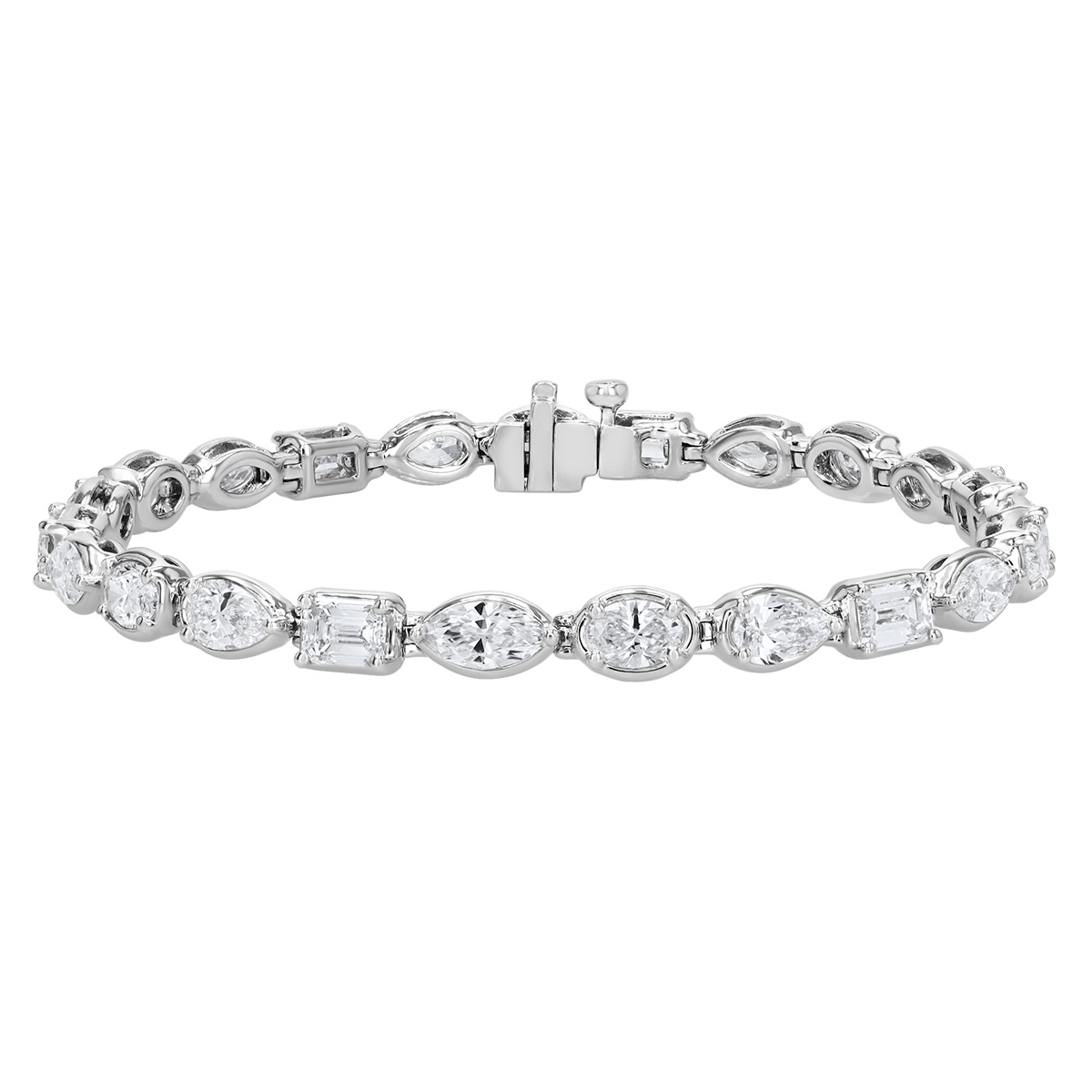 Rahaminov Multi-Shape Diamond Tennis Bracelet in White Gold, 6.75